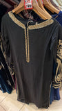 BLACK EMBROIDERED CHIFFON 3 PIECE SUIT 382G