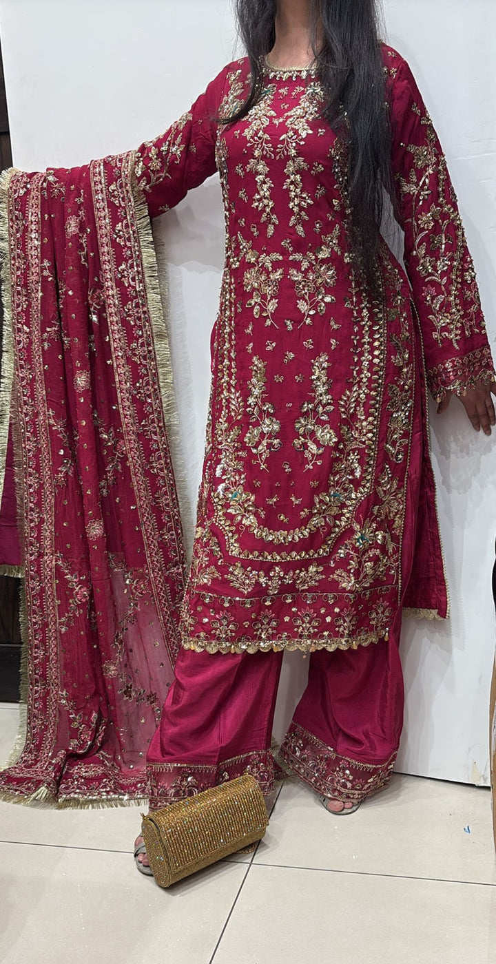 EMBROIDERED & EMBELLDHED 3 PIECE SUIT 349A
