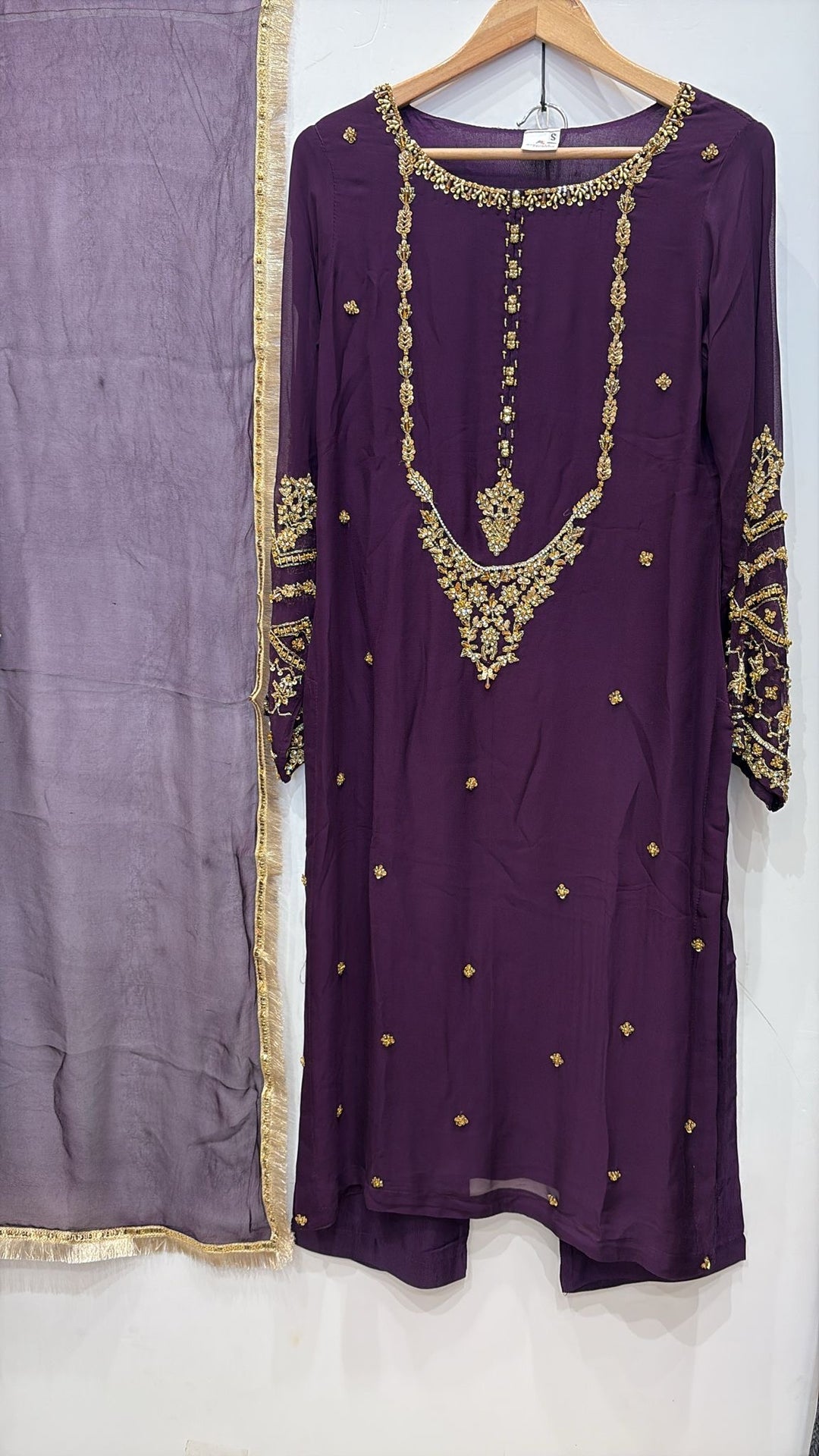 322B - PURPLE CHIFFON EMBROIDERED ADDA WORK SUIT