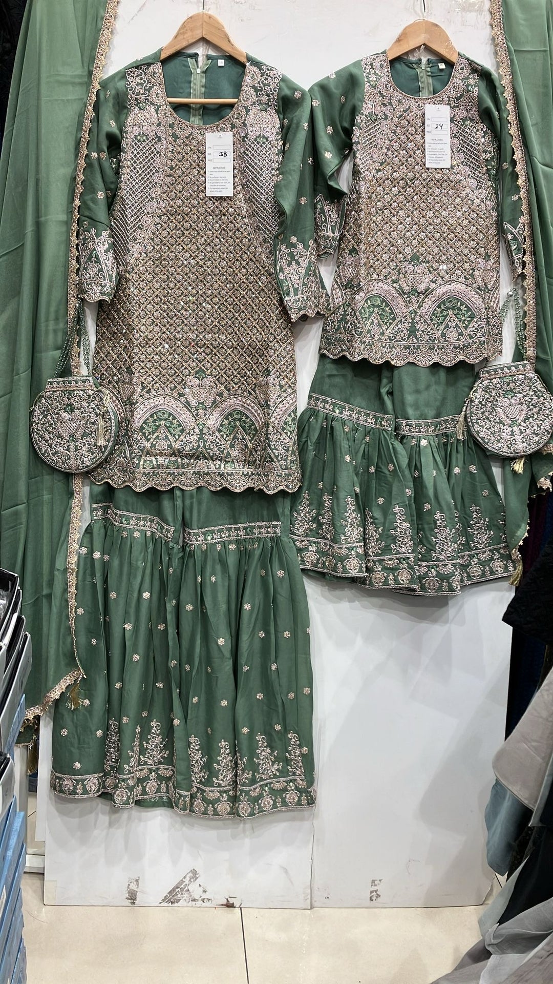 K321b - GIRLS EMBROIDERED SHARARA DRESS