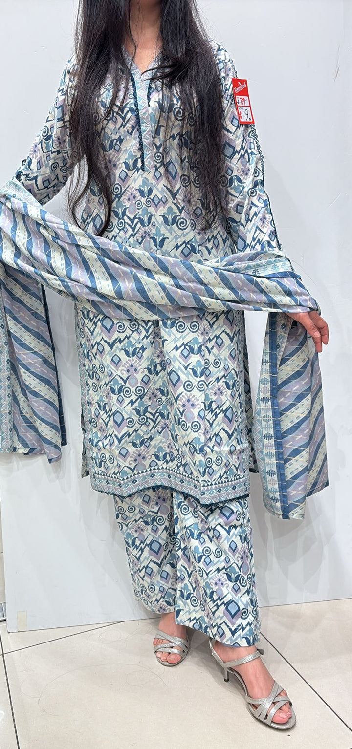 NL02 - Lawn Print 3 Piece Suit