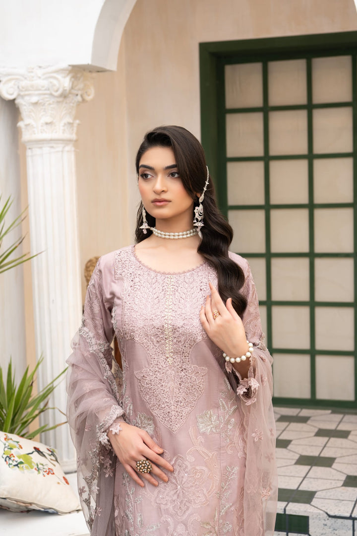 1149D - Mauve Embroidered Linen 3 Piece suit