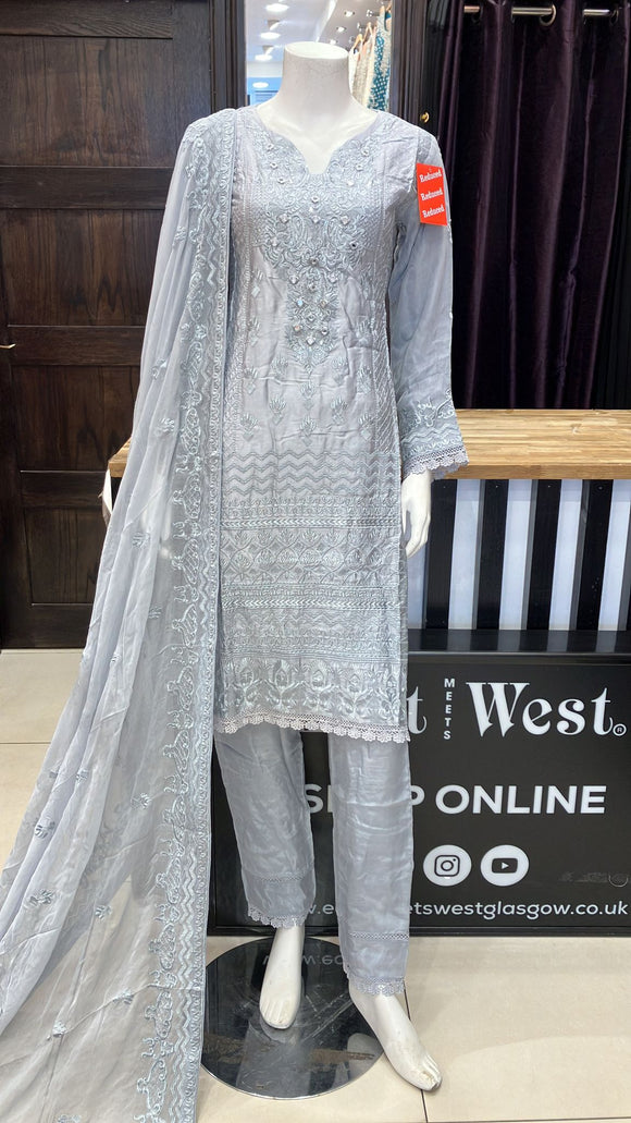 EMBROIDERED SILK 3 PIECE SUIT NA20