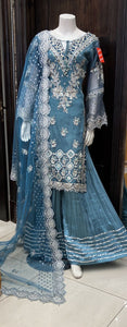EMBROIDERED 3 PIECE SHARARA SUIT ADA WORK 240A