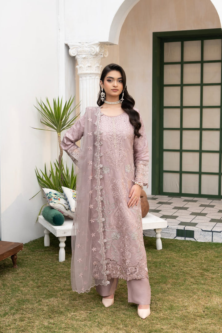 1149D - Mauve Embroidered Linen 3 Piece suit