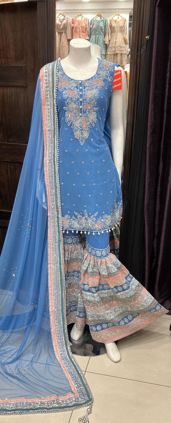 HEAVILY EMBROIDERED GHARARA SUIT 0172B