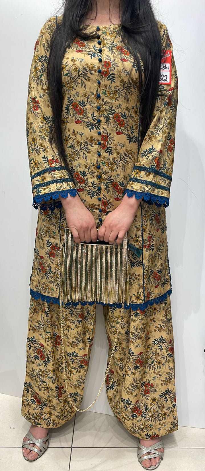 FTO2 - COTTON PRINT FARSHI SHALWAR 2 PIECE SUIT