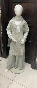 GIRLS EMBROIDERED SHARARA DRESS K644A