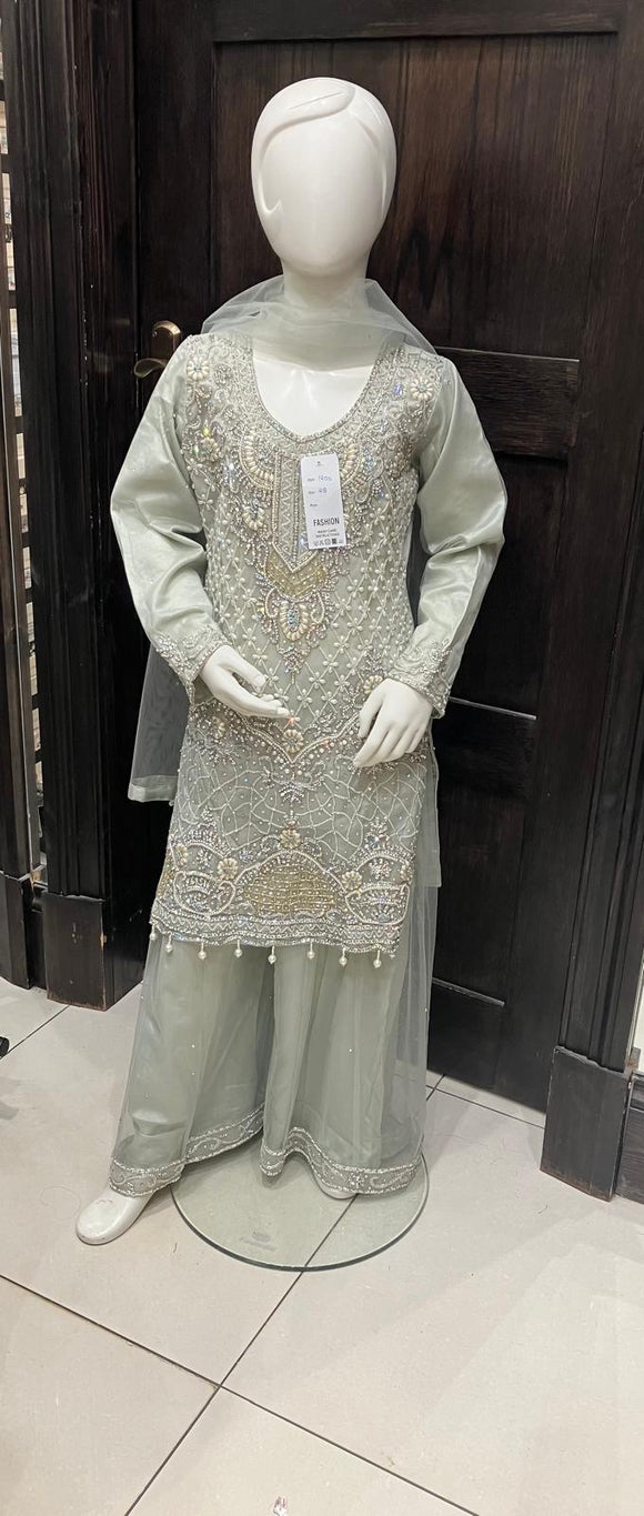 GIRLS EMBROIDERED SHARARA DRESS K644A