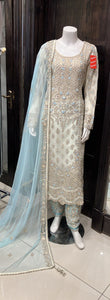 HEAVY EMBROIDERED & EMBELLISHED 3 PIECE SUIT 141C