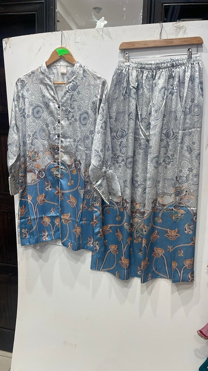 ZC09- SILK PRINT CO-ORD 2 PIECE SUT