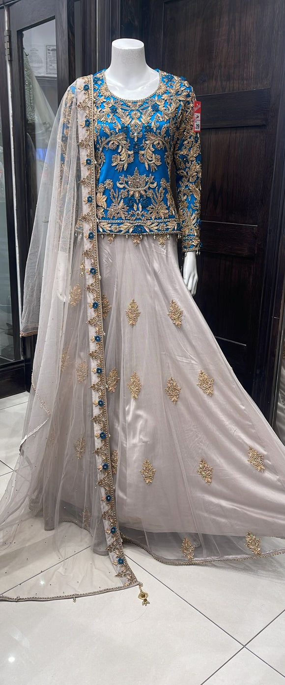 HEAVY EMBROIDERED NET LENGHA DRESS 0195C