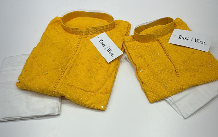 CK704 - Yellow Chikankari Set for Boys and Men