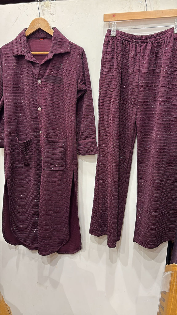 LC03 - PLUM WINTER LYCRA CO-ORD SETS