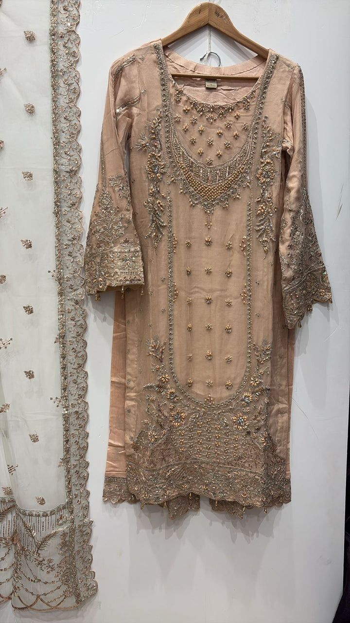 325B- Embroidered Chiffon 3 Piece Suit