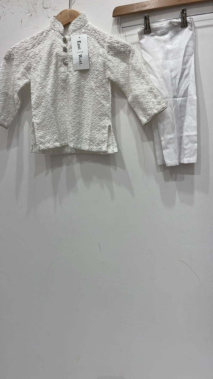 CK751D  - White Chikankari Set for Boys and Men