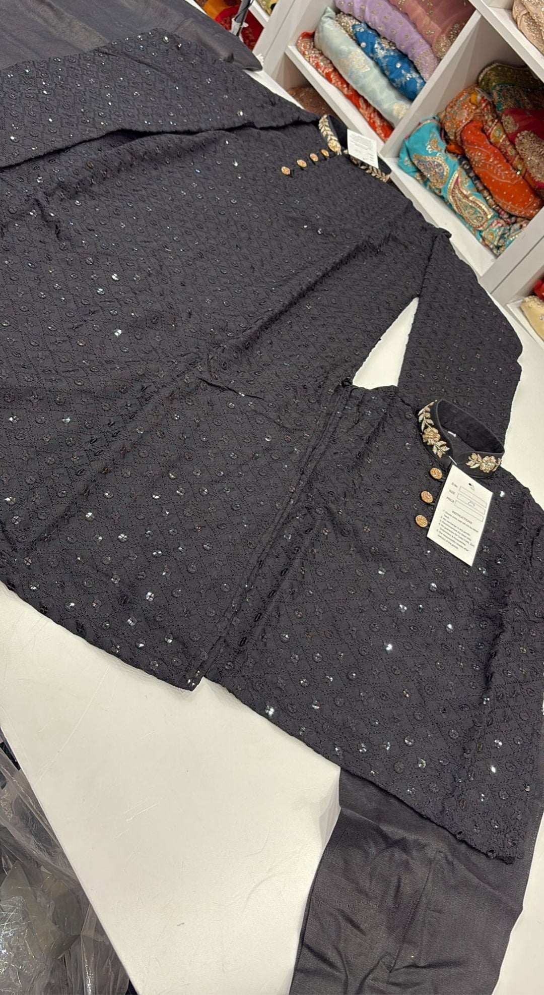 CK726 - Black Chikankari Set for Boys and Men