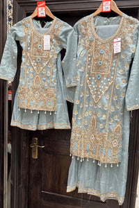 GIRLS EMBROIDERED SHARARA DRESS K645B