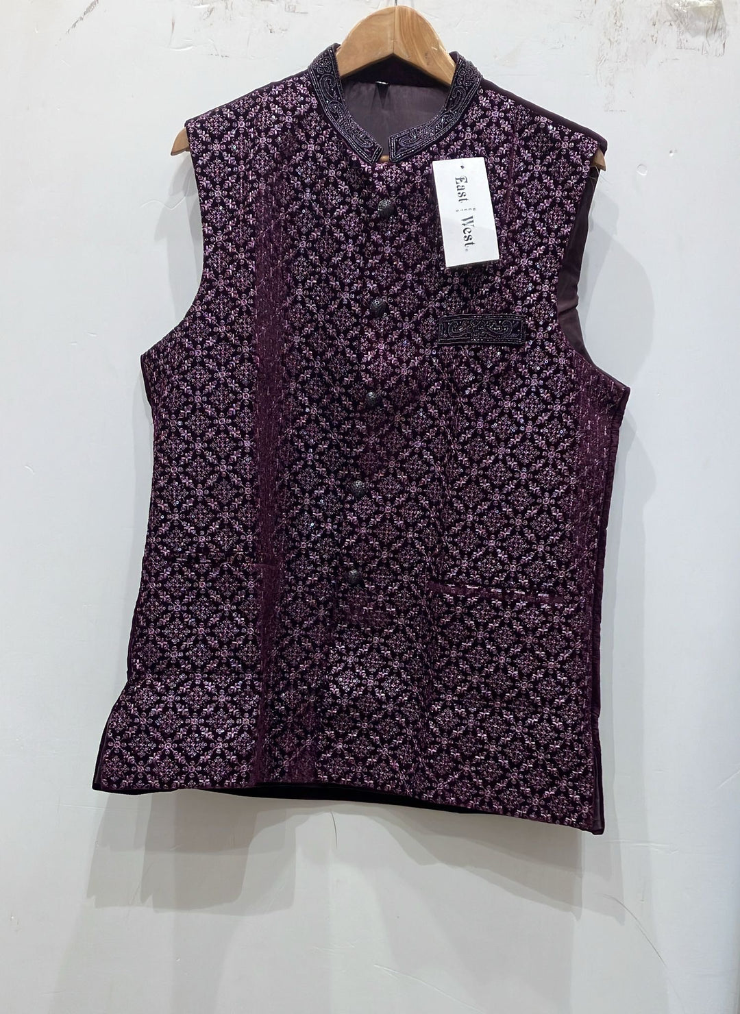 CW77C - PURPLE EMBROIDERED WAISTCOAT
