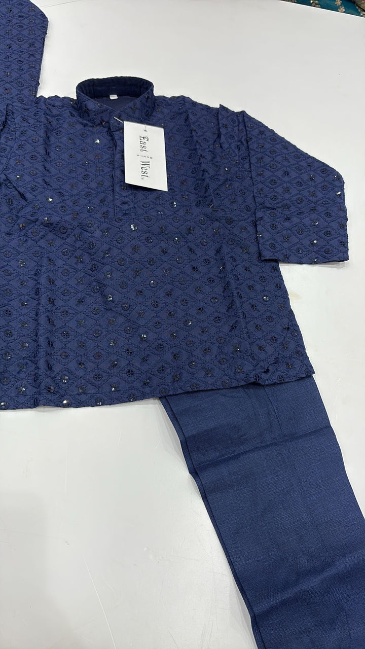 CK732 - Blue Chikankari Set for Boys and Men