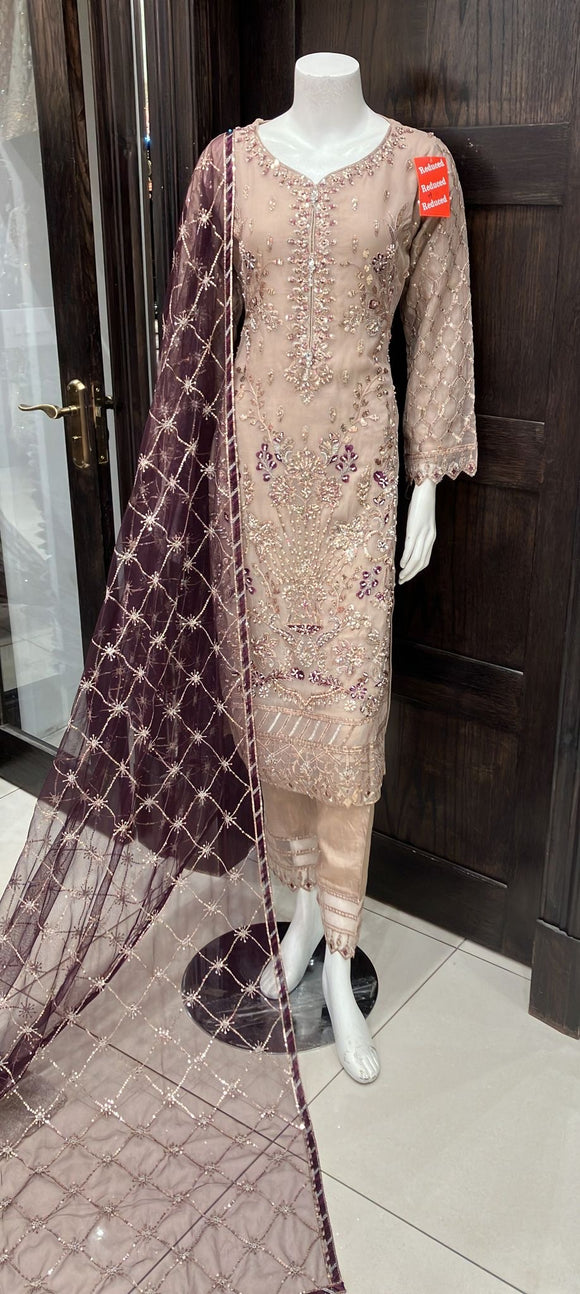 EMBROIDERED CHIFFON 3 PIECE SUIT ADA WORK NM1201