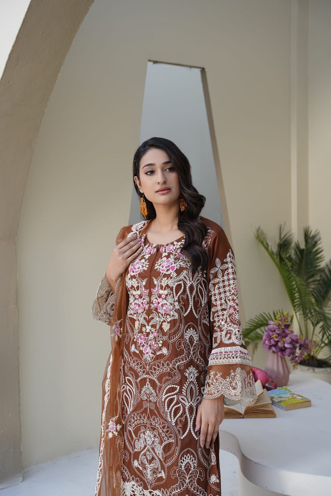 1163D - Embroidered Linen 3 Piece suit