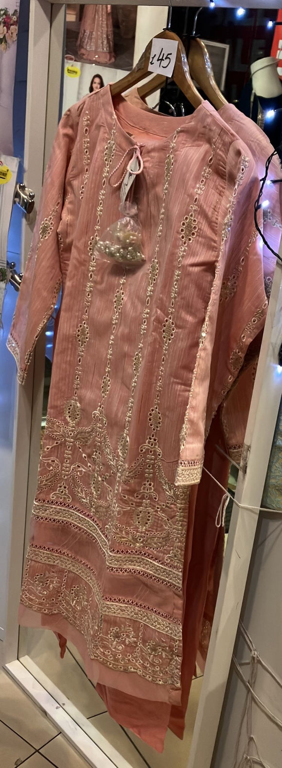 EMBROIDERED 3 PIECE SUIT RAW SILK 216A