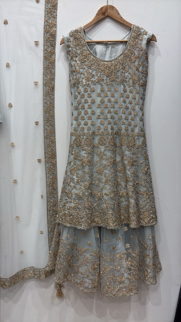 7005A- EMBROIDERED & EMBELLISHED SHARARA SUIT