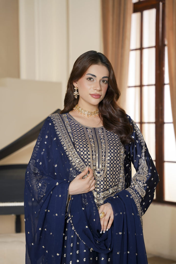 333D - Embroidered Shamoz Silk 3 Piece Suit