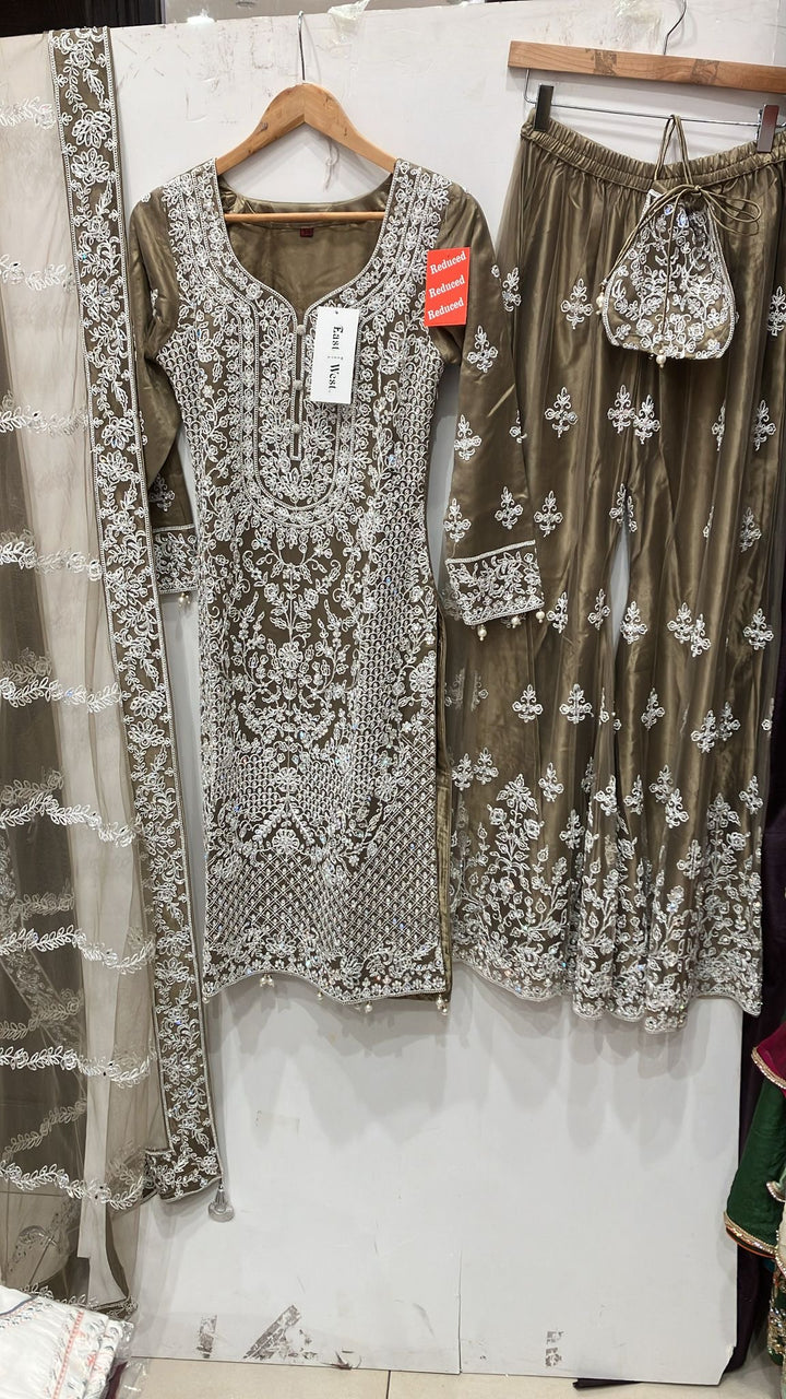 178B - FAWN EMBROIDERED & EMBELLISHED NET SUIT