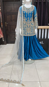 HEAVY EMBROIDERED & EMBELLISHED NET SHARARA SUIT MTO176