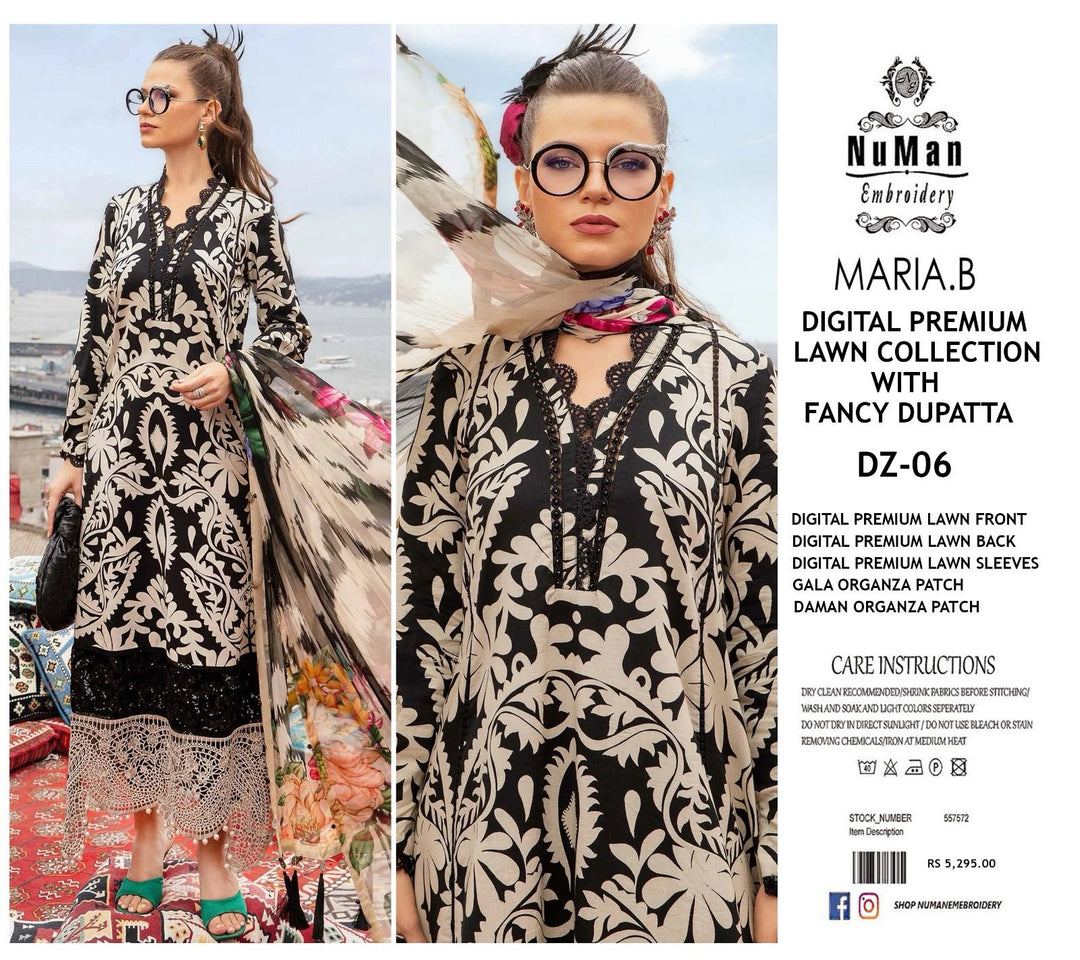 MP04 - Maria B inspired Embroidered Cotton 3pc suit