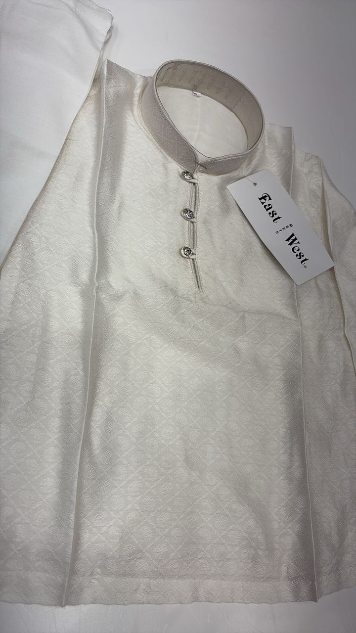 CK601a- White chikankari kameez set for Men and Boys