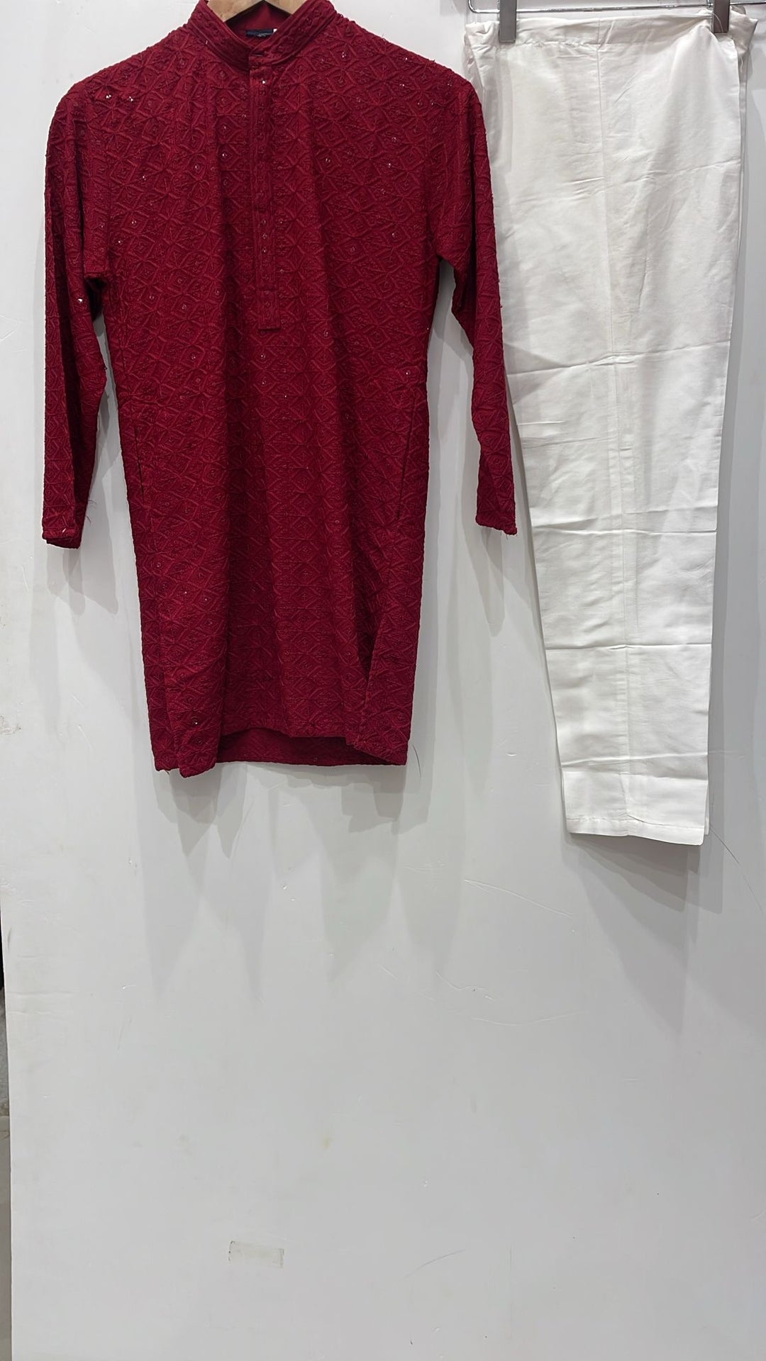 CMR24 BOYS RED CHIKANKARI 2PC SET