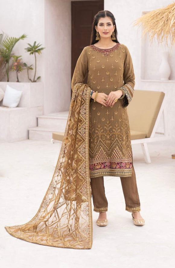 EMBROIDERED CHIFFON 3 PIECE SUIT ADA WORK NM1221