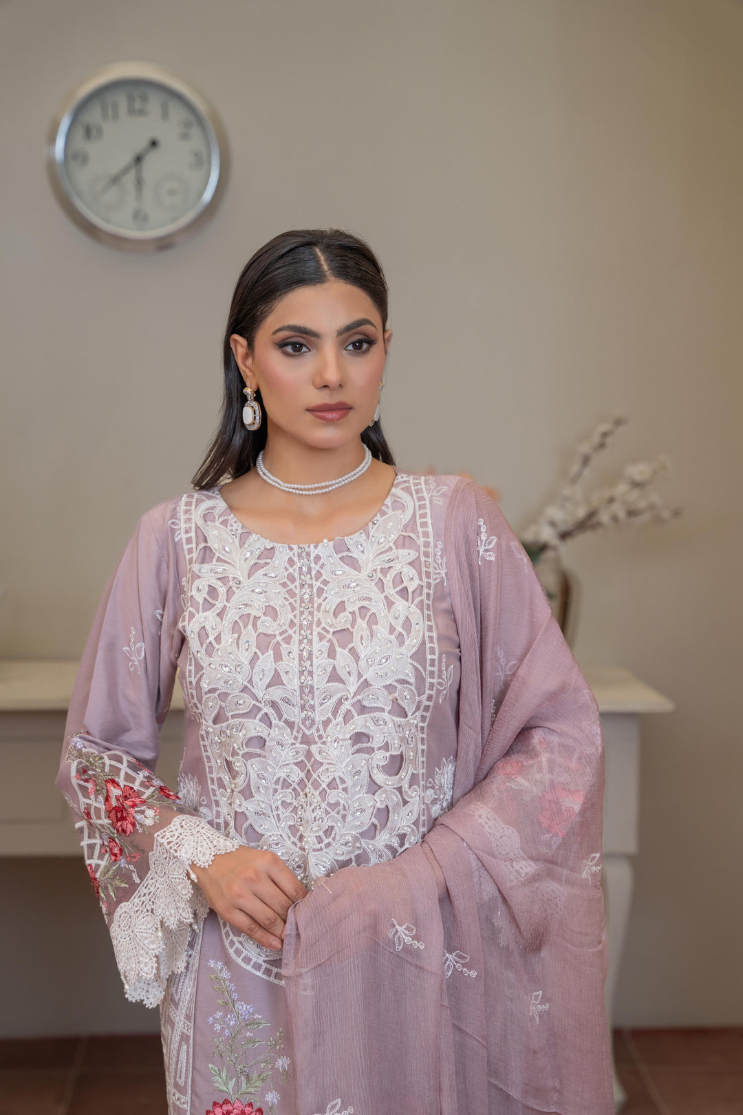 1141B - Purple Embroidered Linen 3 Piece suit