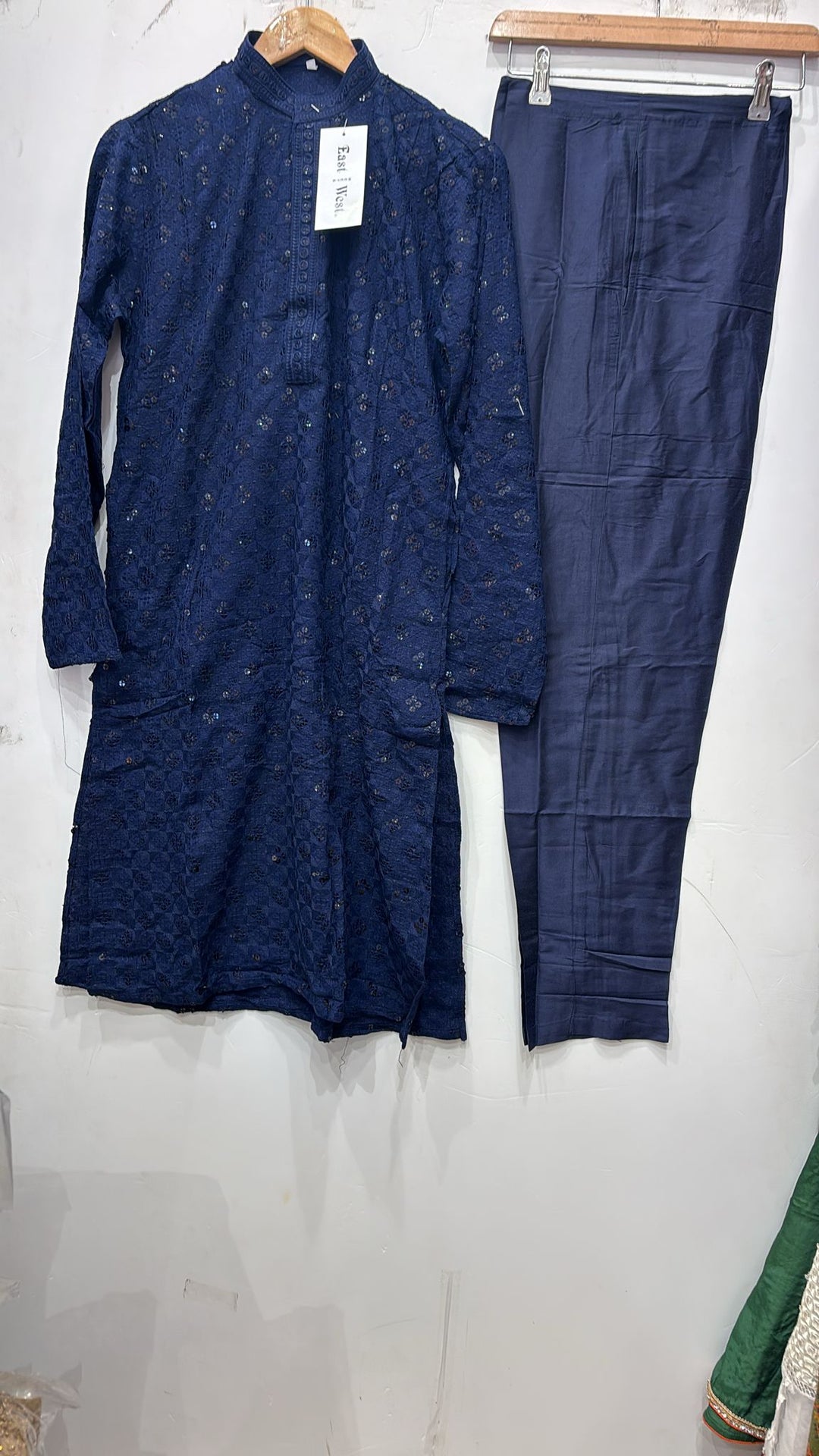CK702 - Blue Cotton Chikankari Set for Boys and MEN
