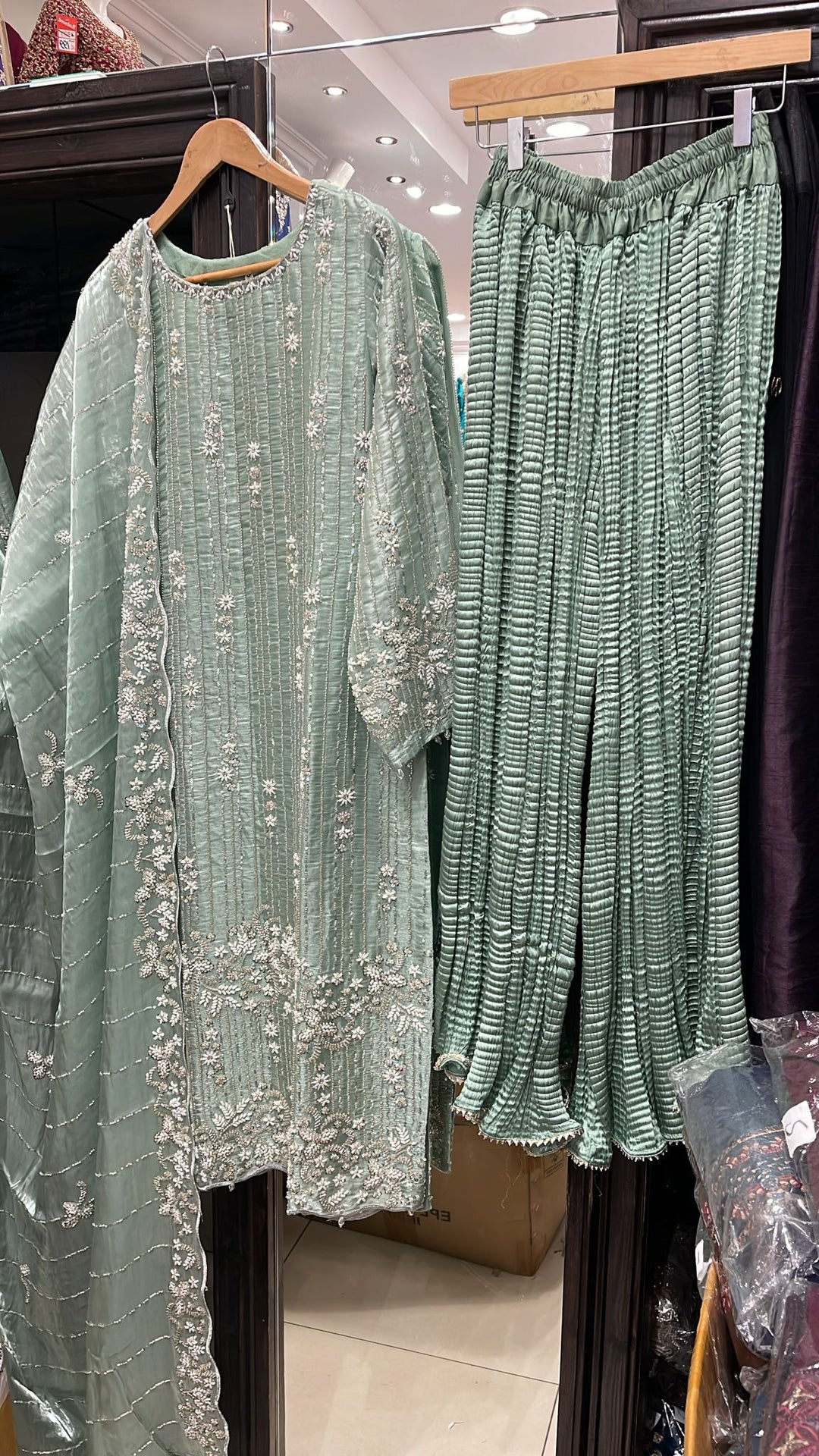 390S- EMBROIDERED & EMBELLISHED SILK SUIT