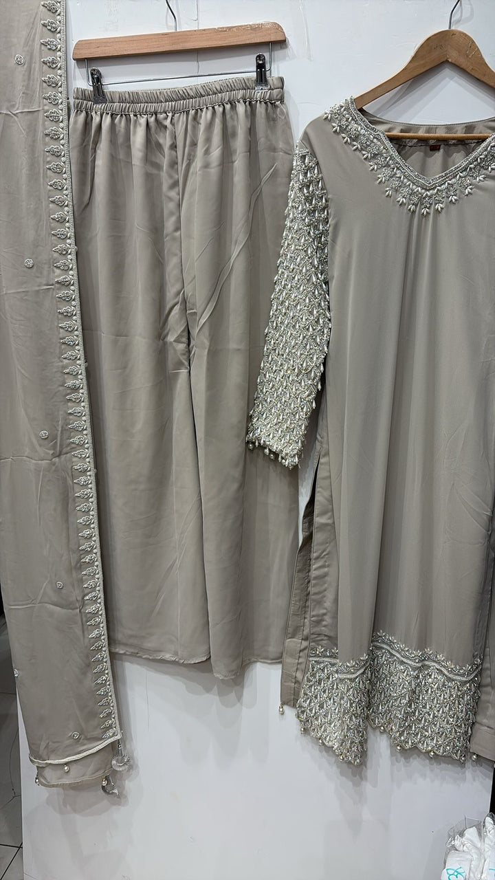 145A- GREY EMBROIDERED & EMBELLISHED SUIT