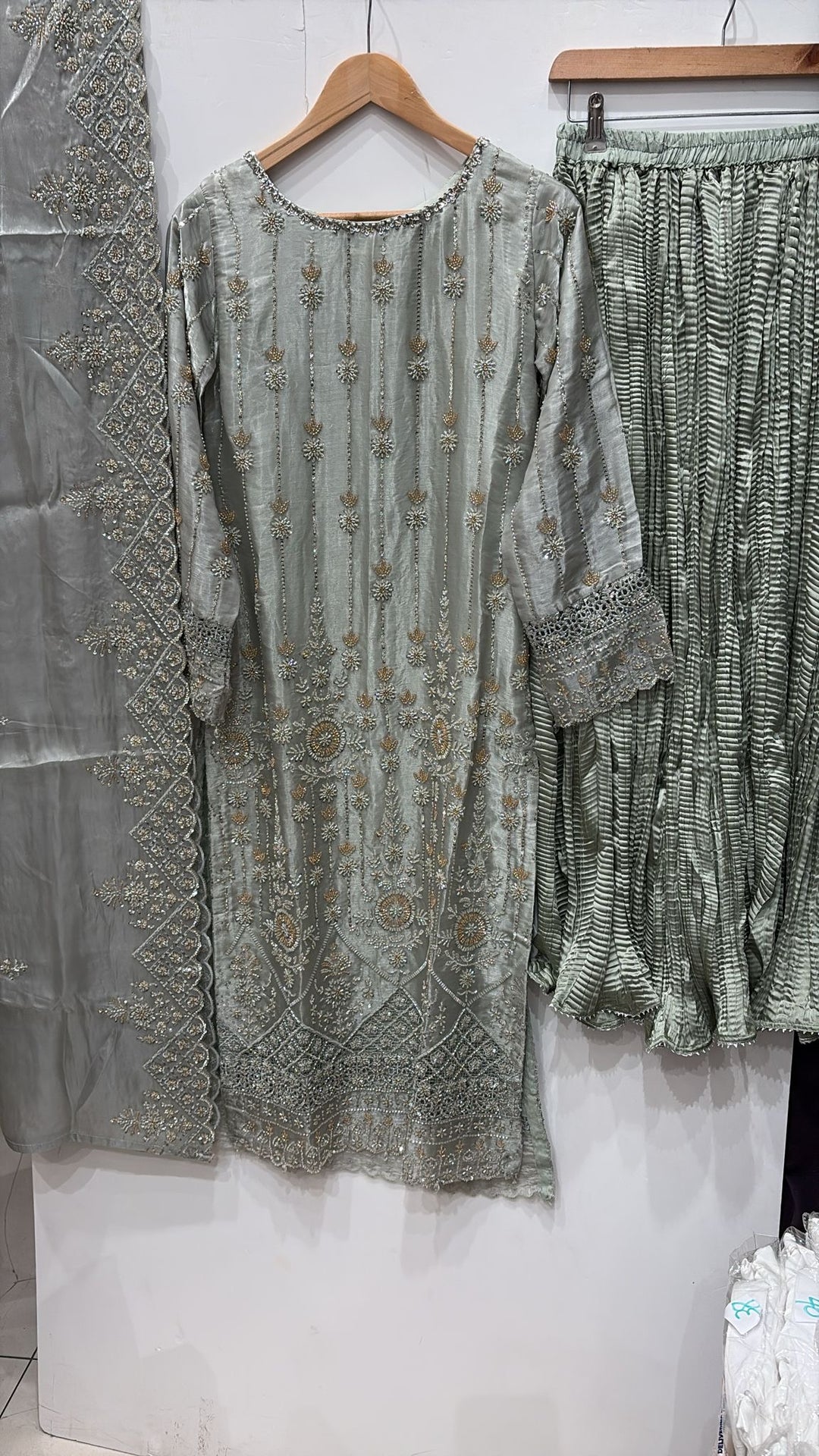 390R- EMBROIDERED & EMBELLISHED SILK SUIT