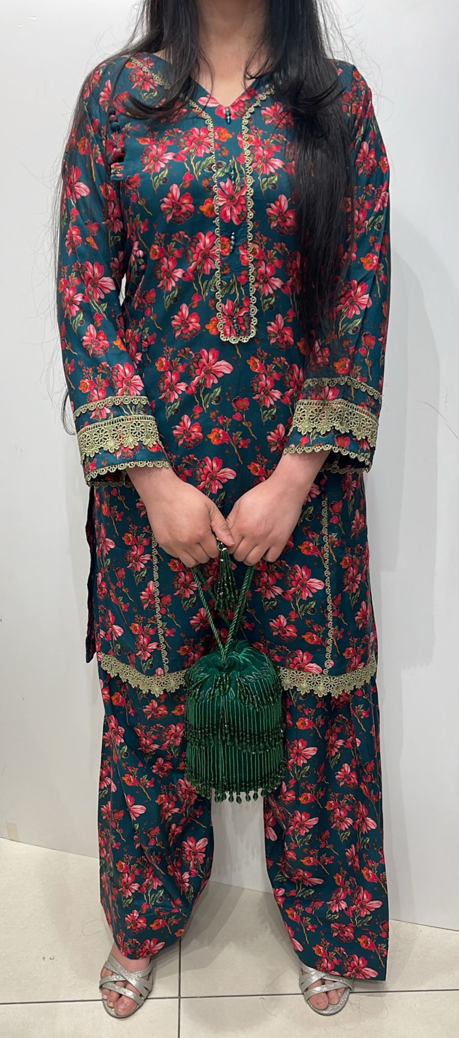 FTO5 - COTTON PRINT FARSHI SHALWAR 2 PIECE SUIT