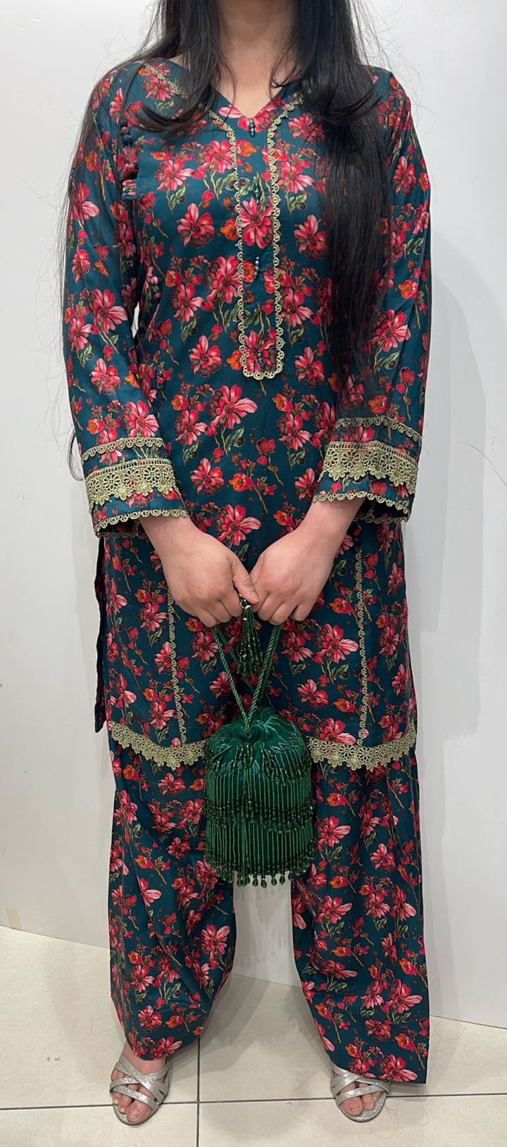 FTO5 - COTTON PRINT FARSHI SHALWAR 2 PIECE SUIT