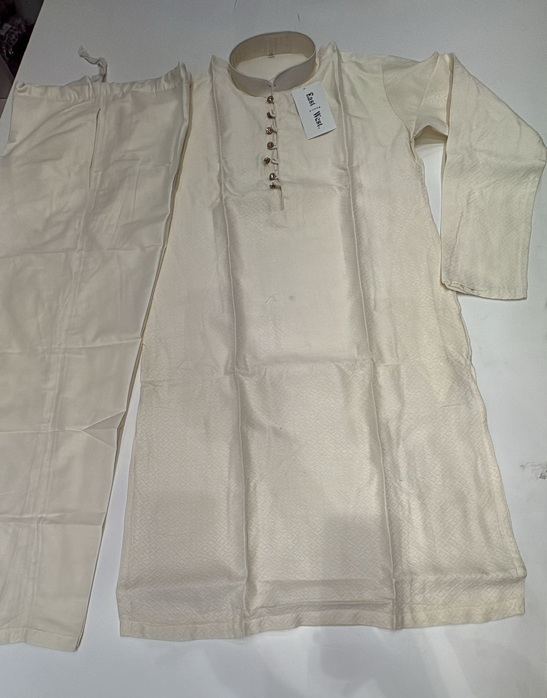 CK601b- Cream chikankari kameez set for Men and Boys