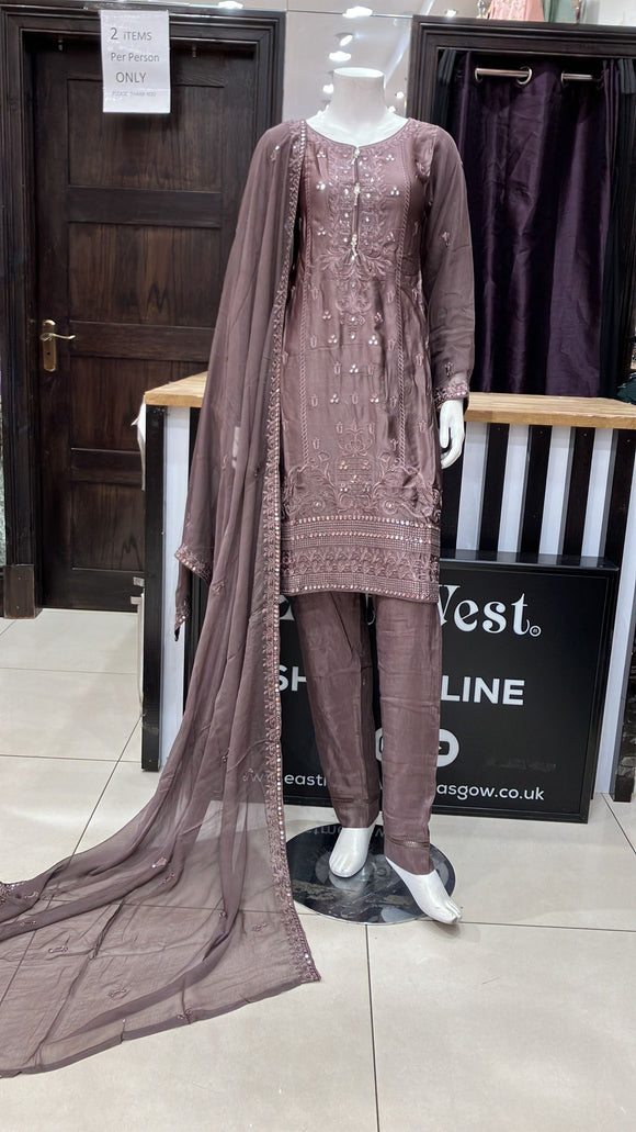 EMBROIDERED SILK 3 PIECE SUIT NA10