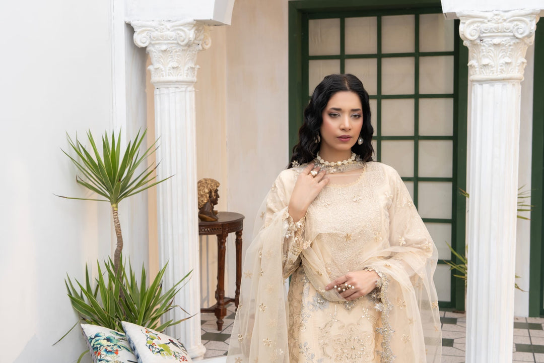 1149C - Light Beige Embroidered Linen 3 Piece suit