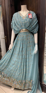 EMBROIDERED CHIFFON LENGHA CHOLI 0212B