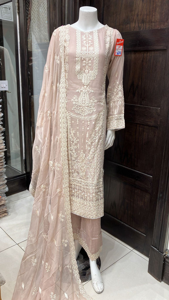 CHIFFON EMBROIDERED 3 PIECE SUIT 231B