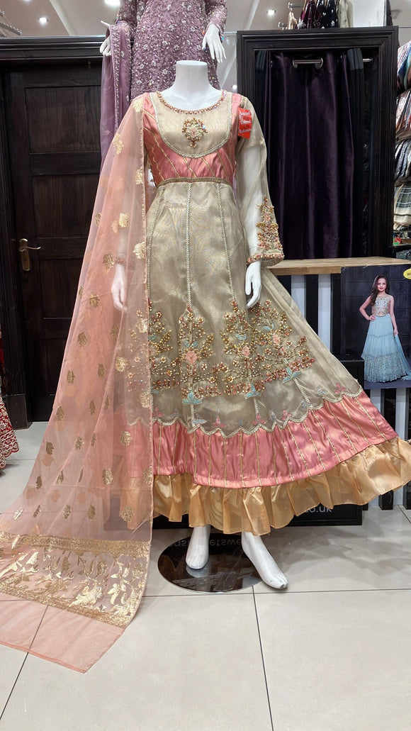 Embroidered 3 piece frock Organza with jacquard Dupatta 428A
