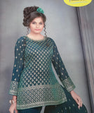 Girls Green Embroidered Sharara suit 3 piece k623b