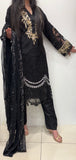 087B- BLACK EMBROIDERED LINEN 3 PIECE SUIT